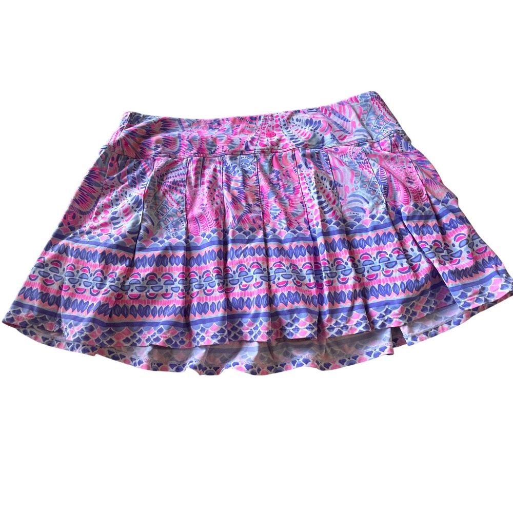 Lilly Pulitzer Luxletic Skort XL Pink Purple Pleated Tennis Golf Skirt